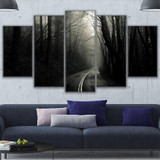 Wall Art Canvas Paintings Modular HD Prints Poster 5 Pieces Forest Lonely Road Pictures
