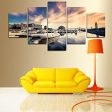 Canvas Pictures Wall Art Painting Home Decor 5 Panels Sea And Ship Yachts Sunset Seascape Poster Modern HD Printed