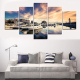 Canvas Pictures Wall Art Painting Home Decor 5 Panels Sea And Ship Yachts Sunset Seascape Poster Modern HD Printed