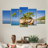 Abstract Canvas Painting Wall Art Oil Poster Modular Pictures 5 Panel Seaside Island Blue Sky Home Decor HD Photo