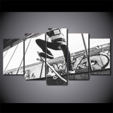 Canvas Wall Art Pictures 5 Pieces Skateboard Extreme Sports Painting Black White Poster HD Printed
