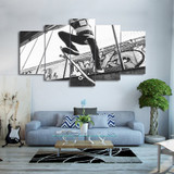 Canvas Wall Art Pictures 5 Pieces Skateboard Extreme Sports Painting Black White Poster HD Printed