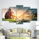 Wall Art Pictures Posters 5 Pieces HD Printed Girl Sailing Kayak Canoeing Sports Canvas Printings