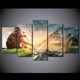 Wall Art Pictures Posters 5 Pieces HD Printed Girl Sailing Kayak Canoeing Sports Canvas Printings