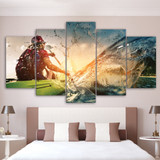 Wall Art Pictures Posters 5 Pieces HD Printed Girl Sailing Kayak Canoeing Sports Canvas Printings