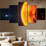 Modern Decor Canvas Painting Room Wall Art 5 Panel Milky Way The Earth Planet Pictures HD Printed Modular Poster