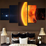 Modern Decor Canvas Painting Room Wall Art 5 Panel Milky Way The Earth Planet Pictures HD Printed Modular Poster