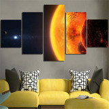 Modern Decor Canvas Painting Room Wall Art 5 Panel Milky Way The Earth Planet Pictures HD Printed Modular Poster