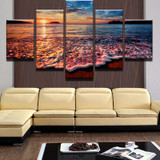 Sunset Beach Landscape Wall Pictures 5 Panels Nordic Decor New Wall Art Canvas Painting Picture Poster