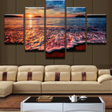 Sunset Beach Landscape Wall Pictures 5 Panels Nordic Decor New Wall Art Canvas Painting Picture Poster