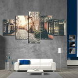 Wall Art Pictures  HD Printed 5 Pieces Modular Poster City Street Landscape Canvas Painting