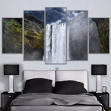 Canvas Painting Living Room Wall Art Prints Pictures 5 Pieces Cliff Mountain Waterfall Cloudy Landscape Poster