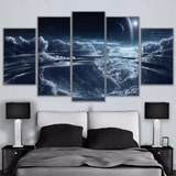 Poster Abstract Canvas Painting 5 Piece Cloudy Full Moon Landscape Pictures And Prints Wall Art