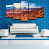 Canvas Poster Wall Art Pictures 5 Panel Hills Brown Field During Daytime View Canyon Painting HD Printed
