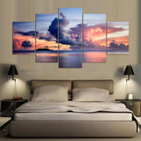 Painting Abstract Art Wall Picture Canvas Prints 5 Panel Beautiful Clouds Landscape