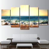 Canvas Painting Wall Art Pictures 5 Pieces Sea Level Ocean Beach Seascape Poster HD Printed