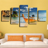 Oil Canvas Painting Picture Wall Art 5 Panel The Sea Ship Landscape Home Decoration