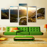 Mountain And River Landscape Canvas Painting 5 Pieces Wall Art Spectacular Wall Picture