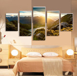 Mountain And River Landscape Canvas Painting 5 Pieces Wall Art Spectacular Wall Picture