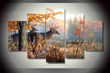 5 Panel Forest Wonderland Animal Deers Wall Art Picture Canvas Print Wall Picture