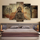 HD Printed 5 Piece Canvas Art Buddha Combine Painting Decoration Bedroom Wall