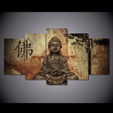 HD Printed 5 Piece Canvas Art Buddha Combine Painting Decoration Bedroom Wall