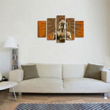 Canvas Prints Wall Decor 5 Panel Golden Buddha Wall Art Religious Buddha Portrait Painting