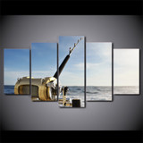 HD Printed 5 Piece Canvas Art Fishing On Sea Fishing Rod Painting Wall Pictures