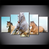 5 Piece Canvas Art Horse Running Animal Group Posters Wall Pictures