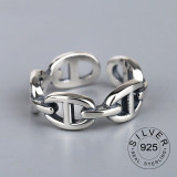 Vintage Silver Color Metal Punk Letter Open Rings