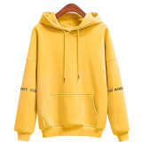 Casual Long Sleeve Hooded Neck Front Pockets Women Embroidery Sweatshirt Hoodies