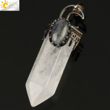 Natural Stone Crystal Semi-Precious Half Moon Unisex Pendants Necklace