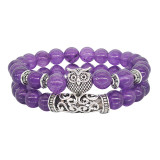 Silver Owl Handmade Natural Stones Crystals Women Tibetan Bracelets