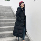 Winter Long Sleeve Stand Collar Cotton Padded Women Long Jacket Coat
