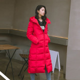 Winter Long Sleeve Stand Collar Cotton Padded Women Long Jacket Coat