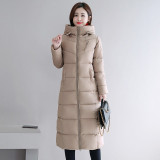 Winter Long Sleeve Stand Collar Cotton Padded Women Long Jacket Coat