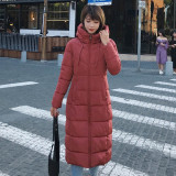 Winter Long Sleeve Stand Collar Cotton Padded Women Long Jacket Coat
