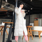 Winter Long Sleeve Stand Collar Cotton Padded Women Long Jacket Coat