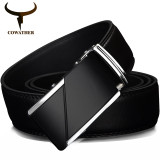 Genuine Leather Automatic Ratchet Buckle 110-130cm Long Belts For Men