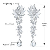 Cluster Leaf Crystal Water Drop Shape Women Drop Earrings