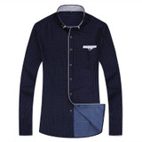 Men Long Sleeved Printed Turn-down Collar Slim Fit Formal Shirt