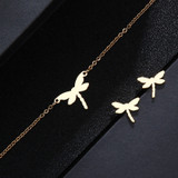 Dragonfly Shape Stainless Steel Women Jewelry Sets Necklace/Earrings/Bracelets