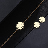 Clover Shape Stainless Steel Women Jewelry Sets Necklace/Earrings/Bracelets