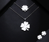 Clover Shape Stainless Steel Women Jewelry Sets Necklace/Earrings/Bracelets