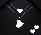 Real Heart Shape Stainless Steel Women Jewelry Sets Necklace/Bracelets/Earrings