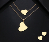 Real Heart Shape Stainless Steel Women Jewelry Sets Necklace/Bracelets/Earrings