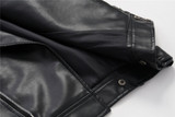 Black PU Soft Faux Leather Long Sleeve Turn-down Collar Women Jacket