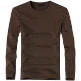 Casual V-Neck Long Sleeve Cotton Men Elastic T-Shirts Tops