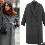 Winter Long Sleeve Double Breasted Buttons Women Wool Casual Long Coat Jacket