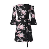 Casual Floral Print Loose Off the Shoulder Flare Sleeve Boho Women Mini Dress